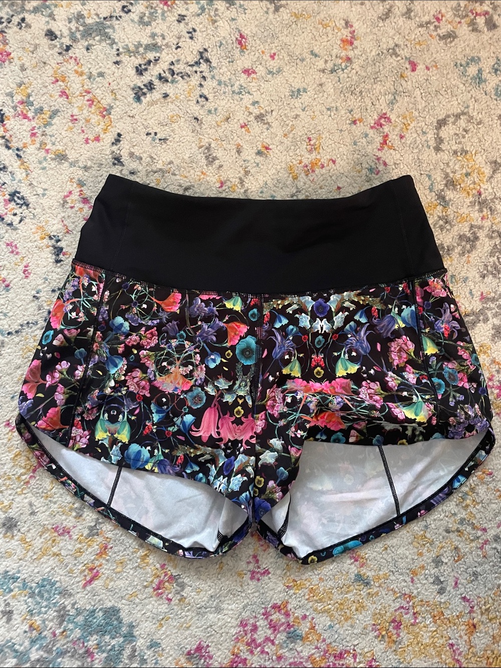 Lululemon Black Floral Women's Running Shorts
